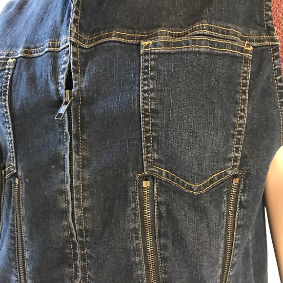 Ashley Stewart Women Denim Motorcycle Zipper Vest Size 16 Blue Y2K - Picture 4 of 10